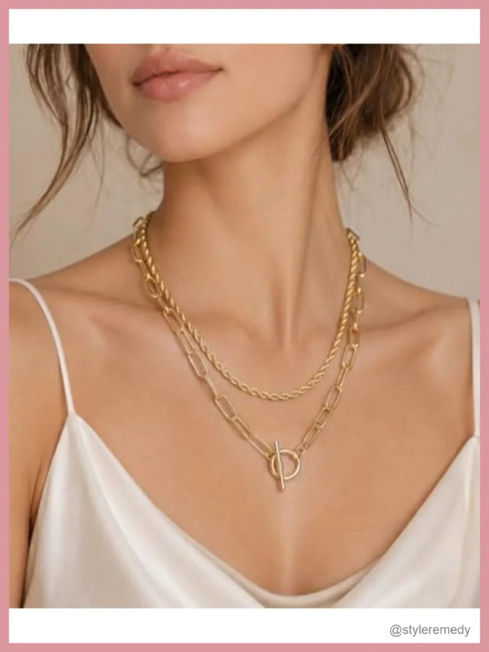 Layered Necklace Set with Herringbone, Rope & Toggle Chains